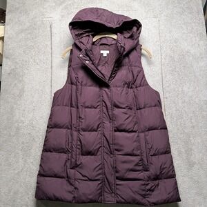 J‎ Jill Puffer Vest Down Hooded Burgundy Quilted Women's Medium